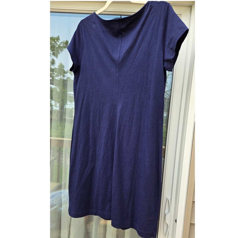 Lilly Pulitzer Navy Blue Pima Cotton Rope Detail V-Neck T-Shirt Dress L - Picture 3 of 6